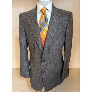 NEW VTG Arnie Wool Gray Tick Tweed Sport Coat Blazer Jacket Sz 42L Slim USA Made